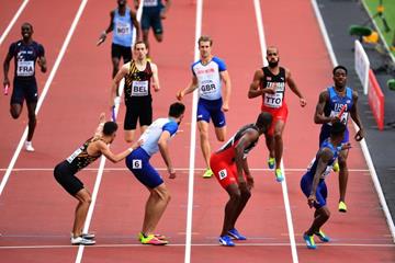 Action in the opening round heats of the men's 4x400m relay at the IAAF World Championships London 2017 (Getty Images)